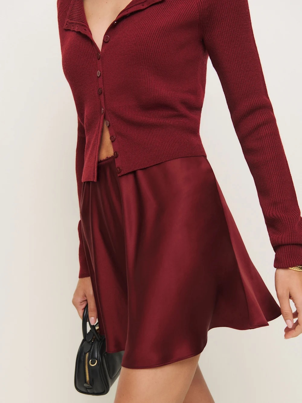 Reformation Brandy Satin Skirt | Size XS | Chianti